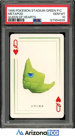 Pokemon 1998 Metapod Pokemon Stadium Green Playing Card Japanese GEM MINT PSA 10 - Image 1