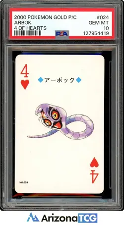 Pokemon 2000 Arbok #024 4 Of Hearts Pokemon Gold Playing Card Japanese PSA 10 - Image 1