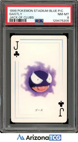 Pokemon 1998 Gastly Jack of Clubs Pokemon Stadium Blue Playing Card PSA 8 - Image 1