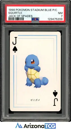 Pokemon 1998 Squirtle Jack Of Spades Pokemon Stadium Blue Playing Card PSA 7 - Image 1