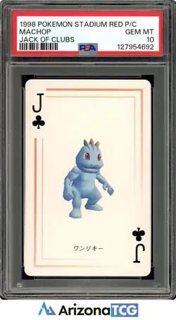 Pokemon 1998 Machop Jack Of Clubs Pokemon Stadium Red Playing Card PSA 10 - Image 1