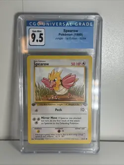 CGC 9.5 GEM MINT 10 Spearow 1st Edition Jungle 62/64 Pokemon 1999 Non-Holo - Image 1