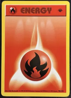 Fire Energy 98/102 1st Edition - Base Set Pokemon TCG WOTC 1999 - MP Card - Image 1