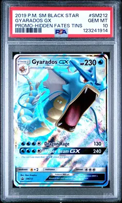 2019 POKEMON SM BLACK STAR PROMO HIDDEN FATES TINS #SM212 GYARADOS GX PSA 10 - Image 1