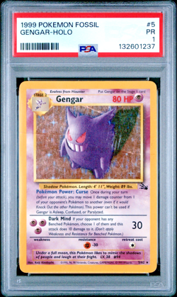 PSA 1 PR 1999 Fossil Gengar Holo 5/62 Holo Foil WOTC Pokemon Unlimited - Image 1