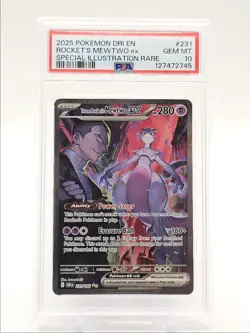 ROCKET'S MEWTWO EX 2025 POKEMON SPECIAL ILLUSTRATION RARE GEM PSA 10 Q1739 - Image 1