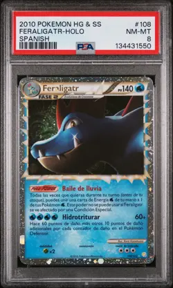 2010 POKEMON HEARTGOLD & SOULSILVER SPANISH #108 FERALIGATR-HOLO PSA 8 - Image 1