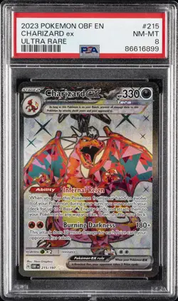 2023 POKEMON OBF EN-OBSIDIAN FLAMES ULTRA RARE #215 CHARIZARD EX PSA 8 - Image 1