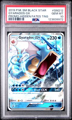 2019 POKEMON SM BLACK STAR PROMO HIDDEN FATES TINS #SM212 GYARADOS GX PSA 10 - Image 1