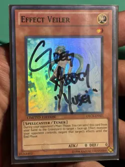 Yu-Gi-Oh Effect Veiler ORCS-ENSE1 Super Rare - Signed by Greg Abbey (Yusei) - Image 1