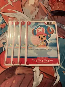 4x One Piece TCG - Straw Crew ST01-006 - Tony Tony Chopper - Super Pre-Release - Image 1