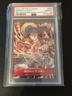 2022 ONE PIECE PROMOS RETAILER PURCHASE CAMPAIGN #006 MONKEY D. LUFFY PSA 10 - Image 1