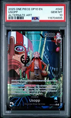 One Piece Usopp OP10-042 Leader Alt Art Royal Blood English PSA 10 - Image 1
