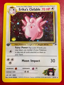 Erika's Clefable 003/132 Gym Heroes Holo Rare First Edition Pokemon Card - Image 1