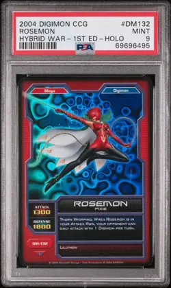 DIGIMON CCG 2004 ROSEMON Hybrid Warriors 1st Edition PSA 9 DM-132 Holo Card - Image 1