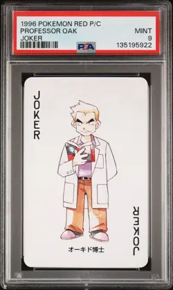 PROFESSOR OAK 1996 POKEMON RED VERSION PLAYING CARDS JOKER PSA 9 - Image 1