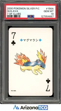 Pokemon 2000 Quilava 156A 7 Of Clubs Pokemon Silver Playing Card Japanese PSA 10 - Image 1
