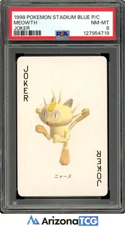 Pokemon 1998 Meowth Joker Pokemon Stadium Blue Playing Card Japanese PSA 8 - Image 1