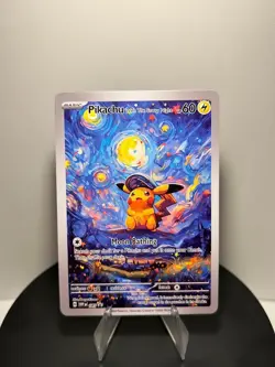 Pokemon Pikachu Fan Art Starry Night Custom Card - Image 1