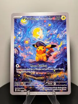 Pokemon Pikachu Fan Art Starry Night Custom Card - Image 4