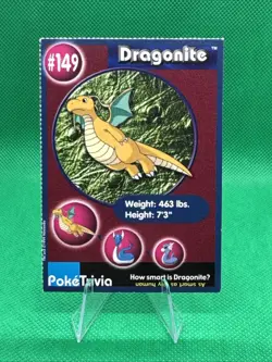PokeTrivia Card #149 DRAGONITE, 1999 Burger King Promo, Pokemon Movie NM - Image 1