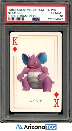 Pokemon 1998 Nidoking King of Diamonds Pokemon Stadium Red Playing Card PSA 10 - Image 1
