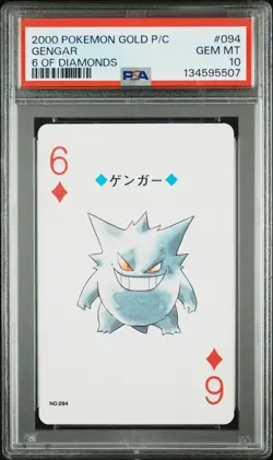 2000 POKEMON GOLD VERSION PLAYING CARDS 6 OF DIAMONDS #094 GENGAR PSA 10 - Image 1