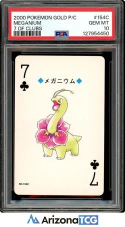 Pokemon 2000 Meganium 7 Of Clubs 154C Pokemon Gold Playing Card Japanese PSA 10 - Image 1