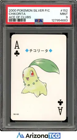 Pokemon 2000 Chikorita 152 Ace Of Clubs Pokemon Silver Playing Card PSA 9 - Image 1