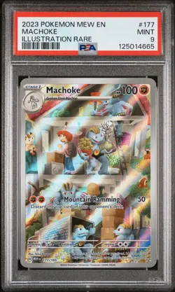 2023 POKEMON MEW EN-151 ILLUSTRATION RARE #177 MACHOKE PSA 9 - Image 1