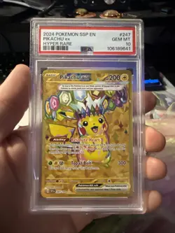 Pokemon TCG Pikachu EX Surging Sparks Holo Hyper Rare Gold 247/191 PSA 10 - Image 1