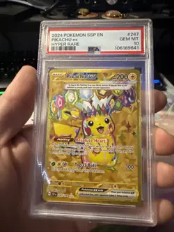 Pokemon TCG Pikachu EX Surging Sparks Holo Hyper Rare Gold 247/191 PSA 10 - Image 2