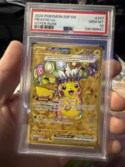 Pokemon TCG Pikachu EX Surging Sparks Holo Hyper Rare Gold 247/191 PSA 10 - Image 4