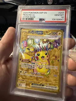 Pokemon TCG Pikachu EX Surging Sparks Holo Hyper Rare Gold 247/191 PSA 10 - Image 5
