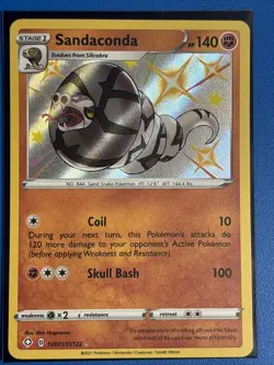Sandaconda SHINY SV071/SV122 SWSH Shining Fates Holo Rare Pokemon + Card Saver - Image 1