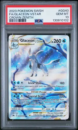 2023 POKEMON SWORD & SHIELD CROWN ZENITH #GG40 FULL ART/GLACEON VSTAR PSA 10 - Image 1