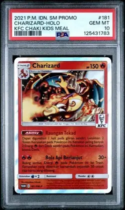 2021 POKEMON INDONESIAN SM PROMO KFC CHAKI KIDS MEAL #181 CHARIZARD HOLO PSA 10 - Image 1