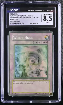 CGC 8.5 Yugioh 2002 Tournament Pack 1st Season TP1-005 White Holo SR Faded Error - Image 1