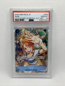 PSA 10 One Piece Nami OP09-050 Japanese Let's Start Campaign Alternate Art - Image 1