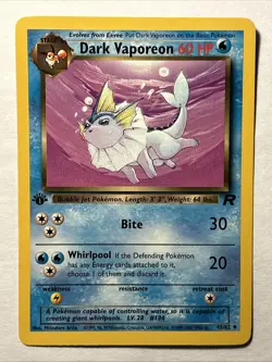 Dark Vaporeon Team Rocket 45/82 1st Edition Vintage Card Pokemon TCG WOTC NM - Image 1