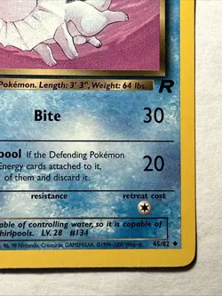 Dark Vaporeon Team Rocket 45/82 1st Edition Vintage Card Pokemon TCG WOTC NM - Image 5