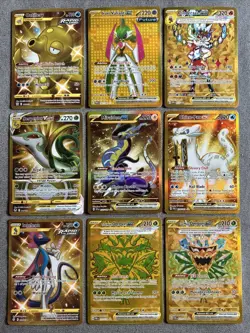 Pokemon Gold Secret Rare Card Lot of 9 NM/M Cards Inteleon Ogerpon - Image 1