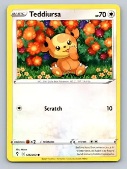 Teddiursa Common SWSH07: Evolving Skies #126/203 TCG Pokemon Card NM - Image 1