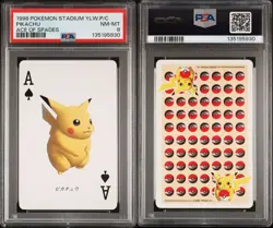 1998 POKEMON STADIUM YELLOW VERSION PLAYING CARDS | ACE OF SPADES PIKACHU PSA 8 - Image 3