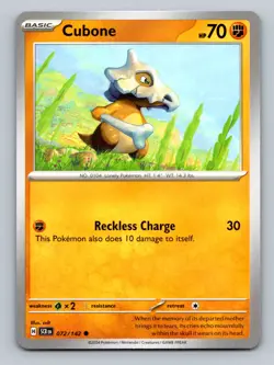 Cubone Common SV07: Stellar Crown #072/142 tcg Pokemon Card NM - Image 1