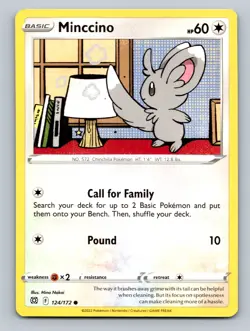 Minccino Common SWSH09: Brilliant Stars #124/172 tcg Pokemon Card NM - Image 1