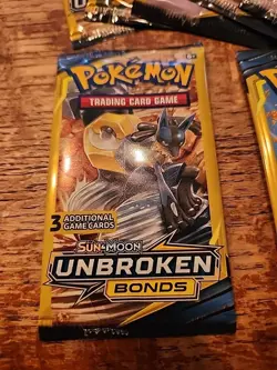 7 - Sun & Moon-Unbroken Bonds 3 card Pokemon Booster Packs - Image 2