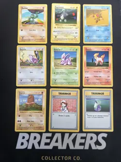 Base Set Vintage Shadowless Pokemon 9 Card Lot - Magnemite, Machop & Staryu - Image 1