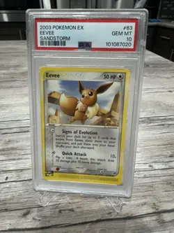 Eevee 💎 Non-Holo 2003 Pokemon Card 63/100 EX Sandstorm Set PSA 10 GEM MINT - Image 1