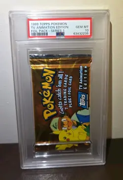 1999 Pokemon Topps TV Animation Edition Foil Pack Blue Logo Foil Pack PSA 10 - Image 1